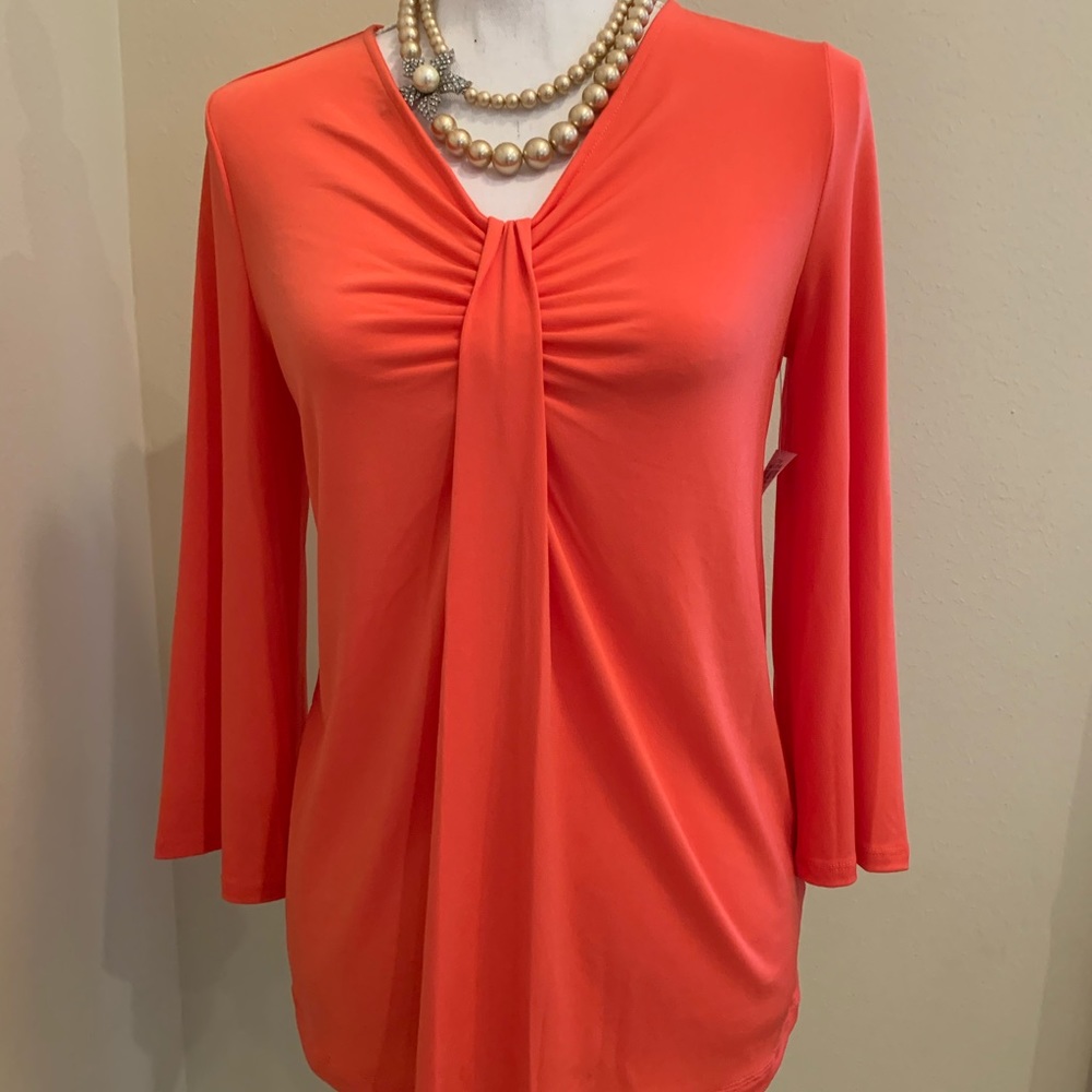 Liz Claiborne Career Pink / Dark Coral Top S NWT